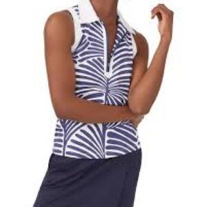 J. McLaughlin Blue and White Sleeveless Top